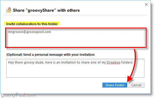 Dropbox-Screenshot - Laden Sie Personen ein, Ihren Freigabeordner zu verwenden