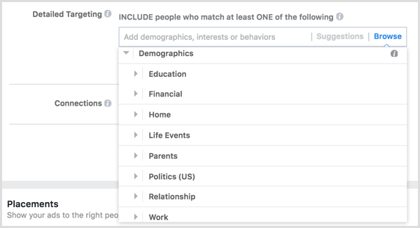 Facebook-Anzeige für demografische Daten