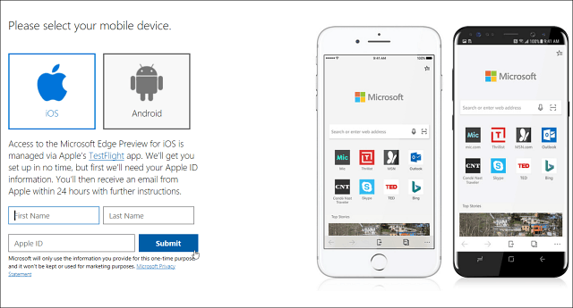 Microsoft Edge Webbrowser kommt jetzt auf iOS, Android in Kürze