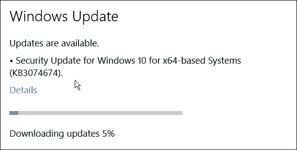 Windows 10 erhält ein weiteres Hotfix-Rollup (KB3074674)