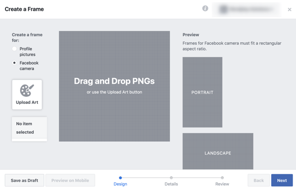 So bewerben Sie Ihr Live-Event auf Facebook, Schritt 2, erstellen Sie Ihren Frame im Facebook-Frame-Studio