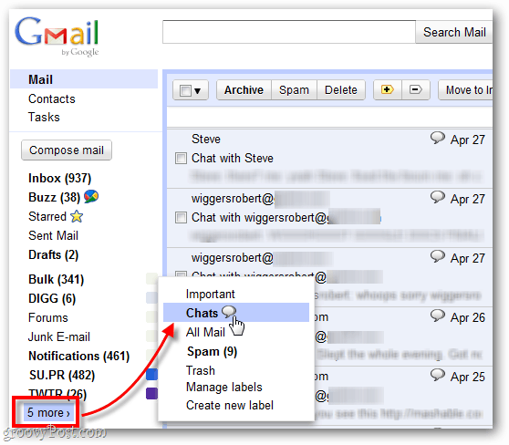 Finden Sie alte aufgezeichnete Chats in Google Mail