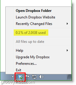 Dropbox-Screenshot - Das Dropbox-Taskleistensymbol rockt