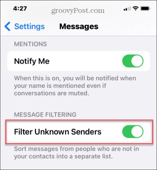 Verstecken Sie Spam-Texte unbekannter Absender auf dem iPhone