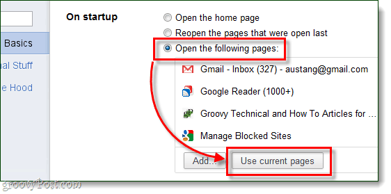 Benutzerdefinierte Seitenliste für den Chrome-Start