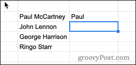 Ein extrahierter Vorname in Google Sheets