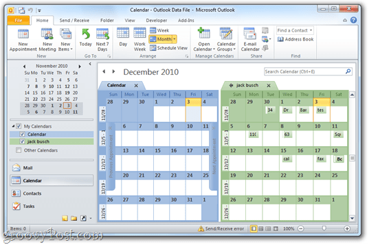 Google Kalender / Outlook 2010 nebeneinander