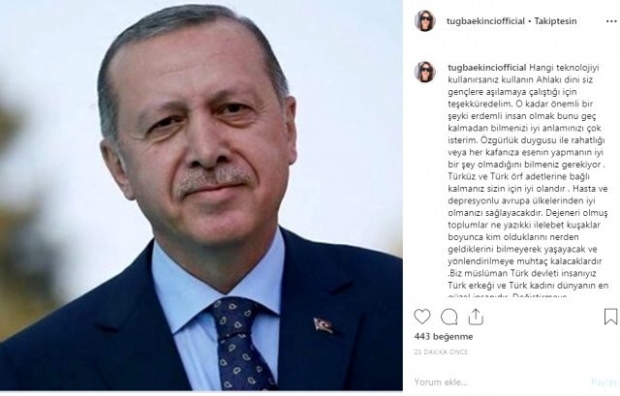 Tuğba Ekinci teilt Präsident Tayyip Erdoğan