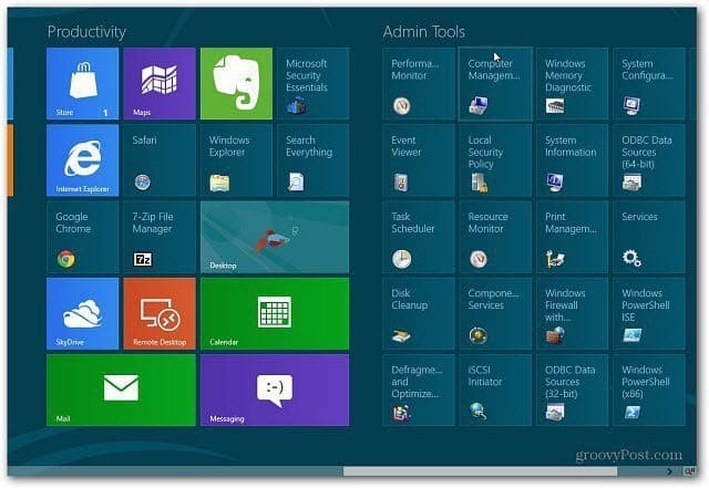 Hinzufügen von Verwaltungstools zum Windows 8-Startbildschirm
