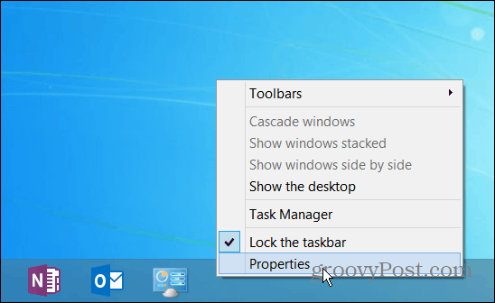 Eigenschaften der Taskleiste Windows 8.1