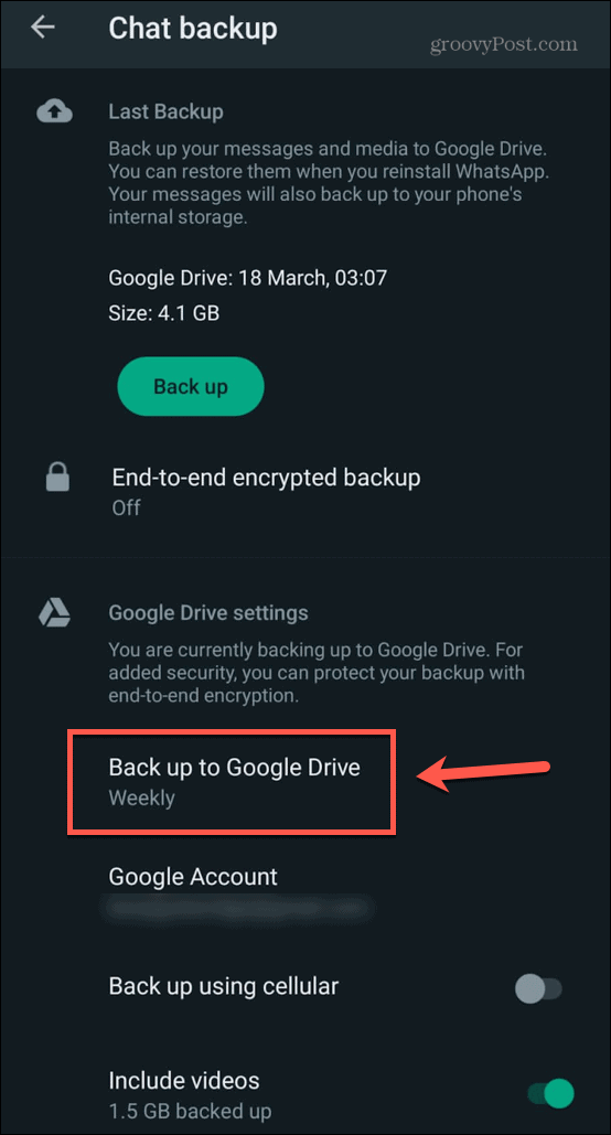 WhatsApp-Backup auf Google Drive