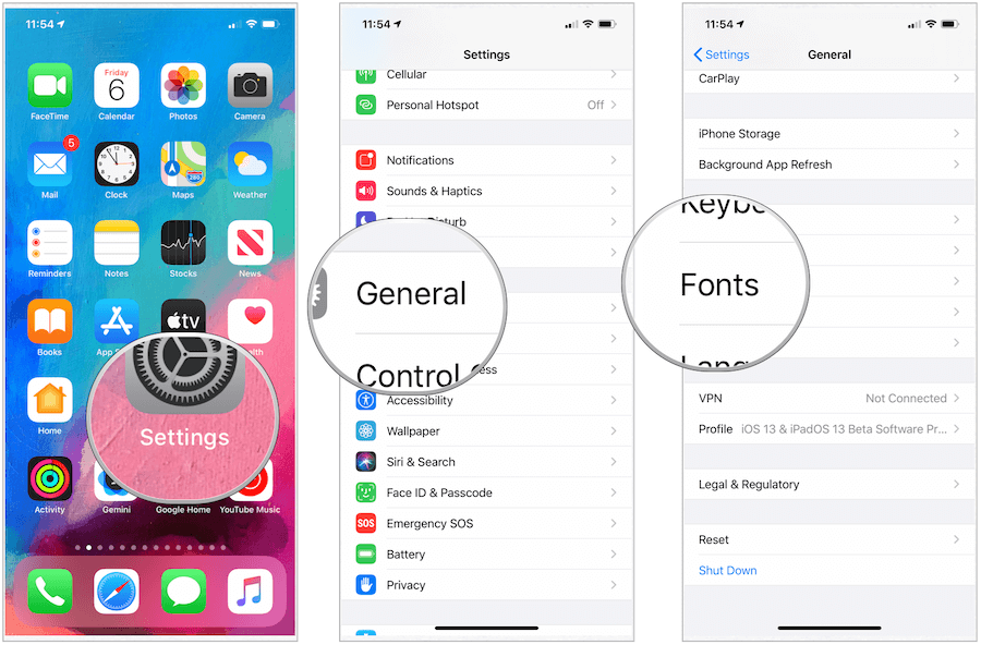 iOS 13 Schriftarten