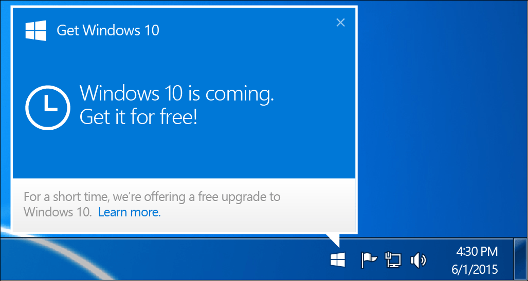 Microsoft entfernt Windows 10 Upgrade Nag Notification