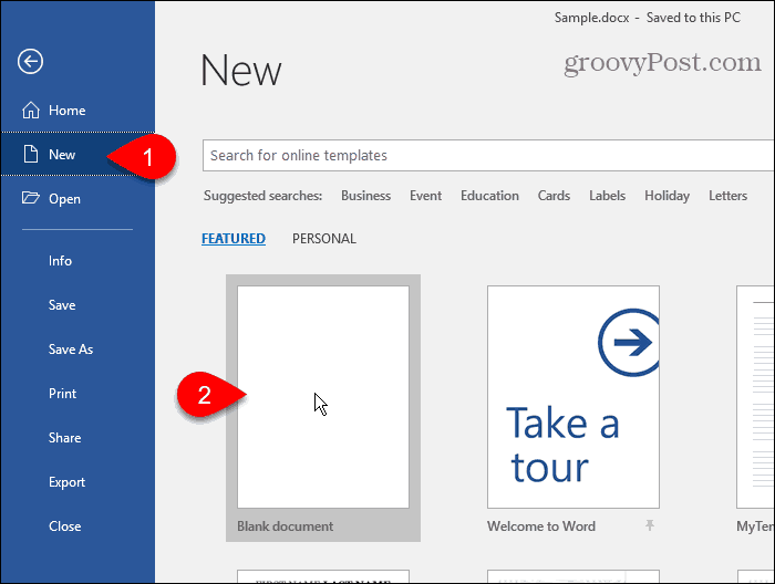 Erstellen Sie ein neues Dokument in Word