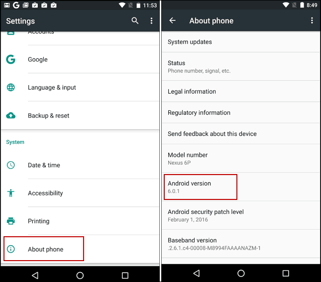 Android 6 Marshmallow-Einstellungen