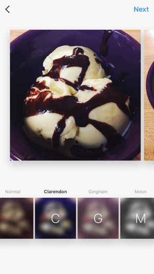 Sie können Filter anwenden und ein Bild einzeln bearbeiten, genau wie bei einem normalen Einzelbild-Instagram-Beitrag.