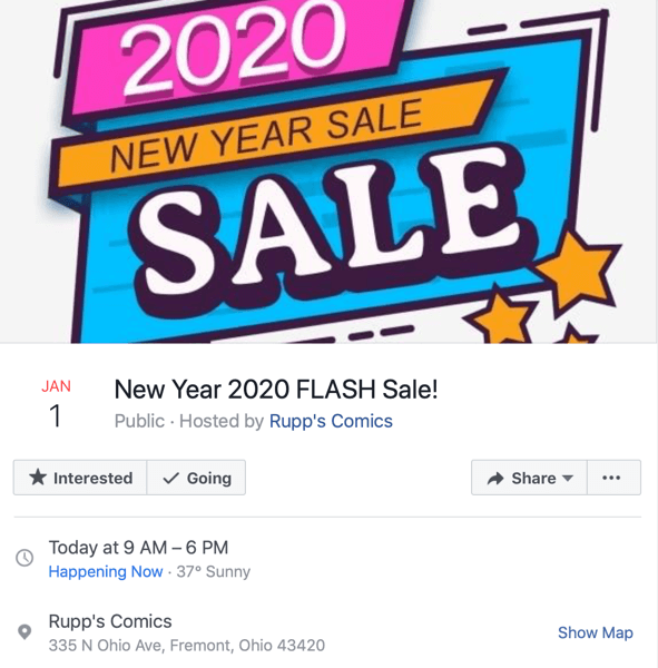 Beispiel eines Facebook-Events für den Flash-Verkauf