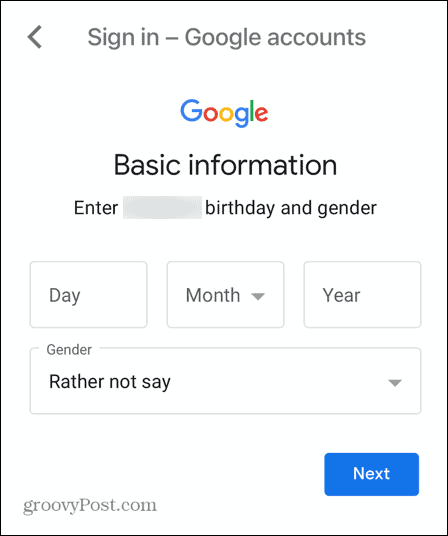 Geburtsdatum des Gmail-Kinderkontos