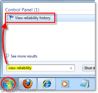Suche nach Windows 7 Zuverlässigkeitsverlauf