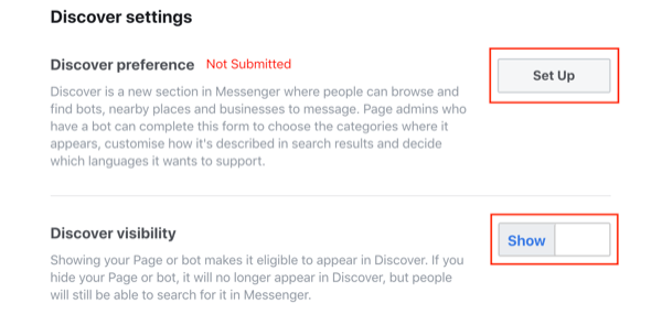 Senden Sie an Facebook Messenger Discover Tab, Schritt 2.