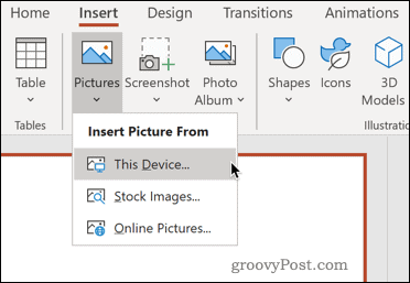 Einfügen eines Bildes von Ihrem Gerät in PowerPoint