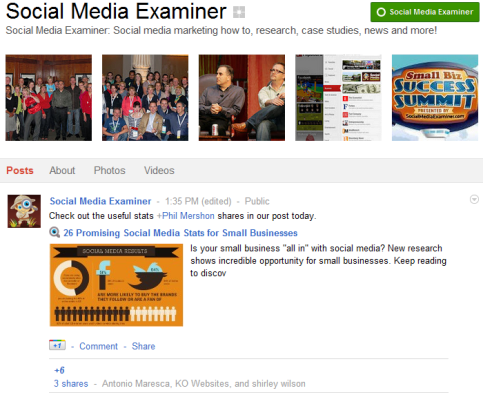 Google+ Seiten - Social Media Examiner