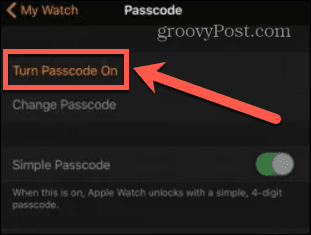 Apple Watch Passcode einschalten