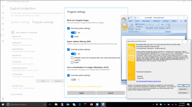 Exploit Protection Windows 10