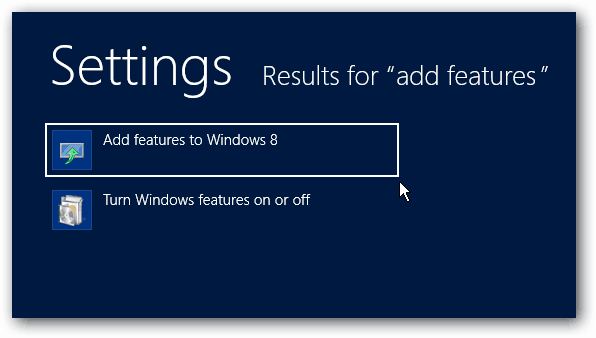 Hinzufügen von Funktionen zu Windows 8