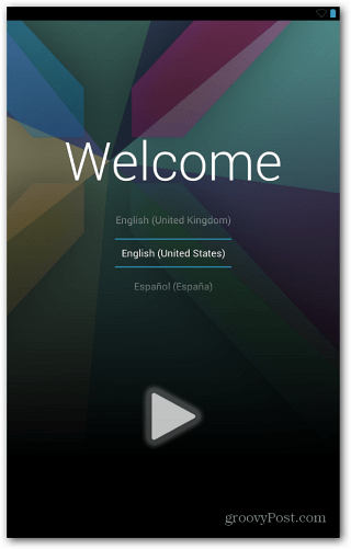 Nexus 7-Begrüßungsbildschirm