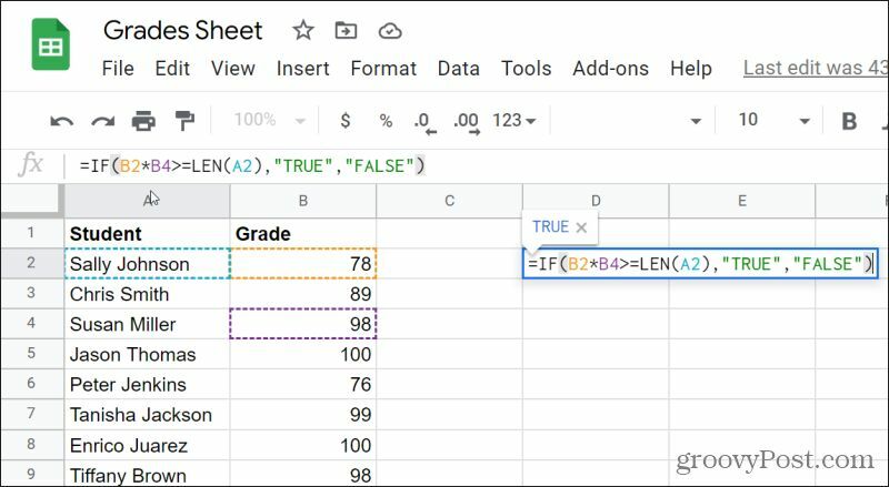 Google Sheets Berechnungen