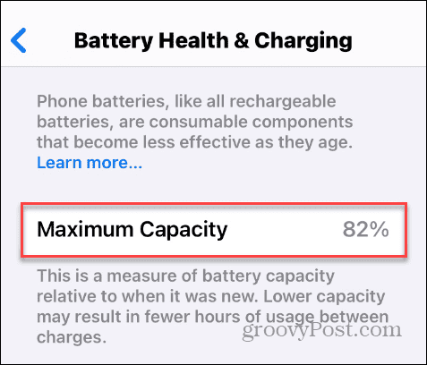 Maximale Kapazität der Batterie