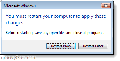 Starten Sie den Computer neu, um die Änderungen zu speichern