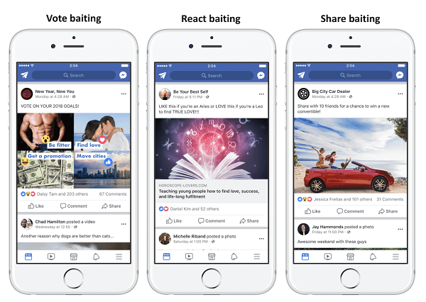 Facebook wird Posts herabstufen, die Engagement-Köder verwenden, um das Engagement zu steigern und eine größere Reichweite zu erzielen.