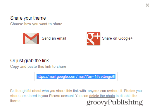 Benutzerdefinierte Google Mail-Designs teilen Ihren Themenlink