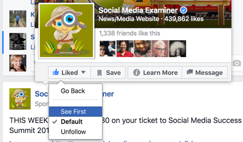 Wählen Sie im Facebook-Newsfeed die Option "Zuerst anzeigen"
