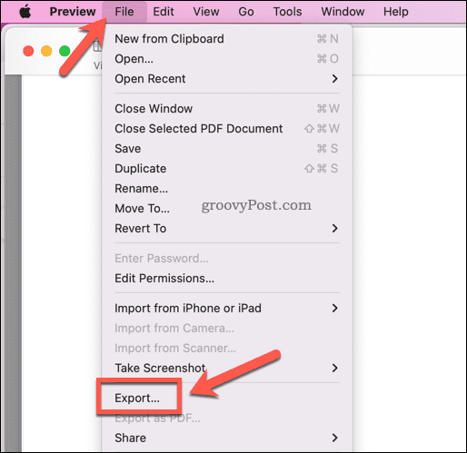 Exportieren einer PDF-Datei in der Vorschau auf dem Mac