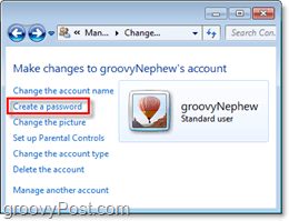 Suchen Sie die Eingabeaufforderung, einem Windows 7-Benutzerkonto ein Kennwort hinzuzufügen