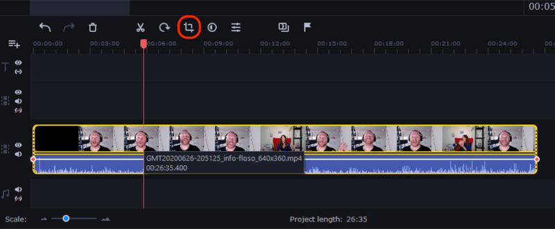 Zuschneiden von Videos in Movavi Video Editor Plus