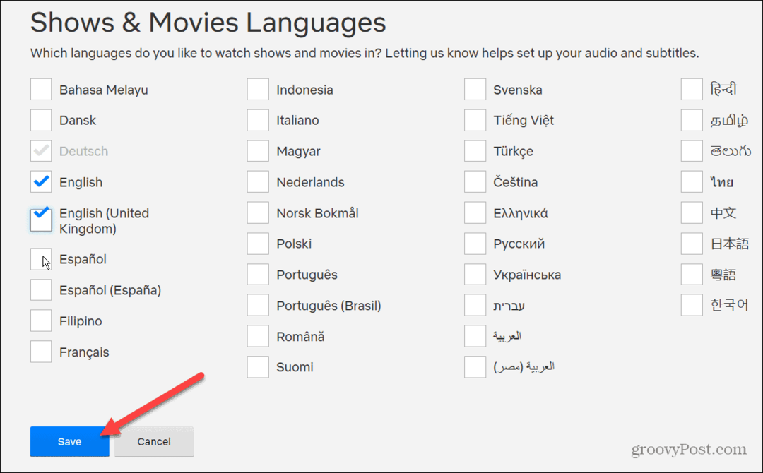 Serien und Filme Sprache