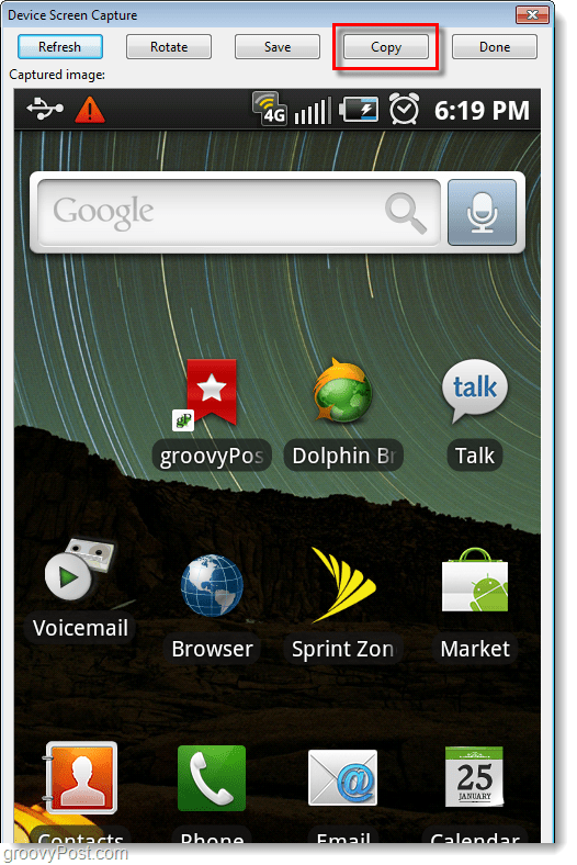 Android-Screenshot auf dem Computer aufgenommen