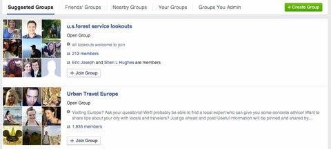 vorgeschlagene Facebook-Gruppen
