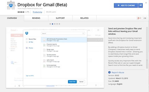 Dropbox für Google Mail