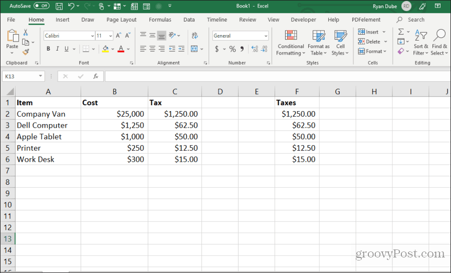 Formelzellen kopieren und in Excel einfügen