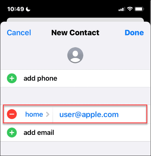 Apple-ID in der Kontaktliste
