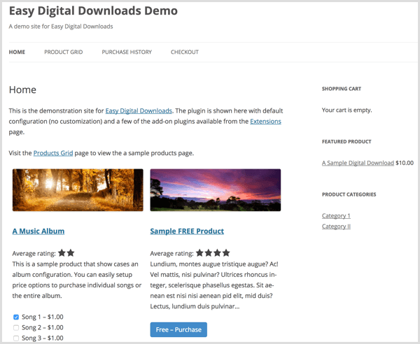 Easy Digital Downloads Demo