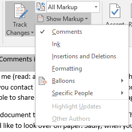 Microsoft Word Print Kommentare nur keine Spuränderungen