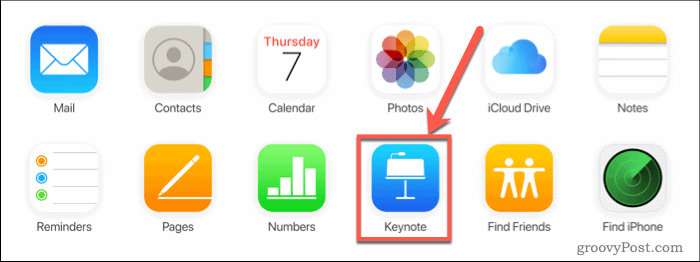 Drücken Sie Keynote auf iCloud