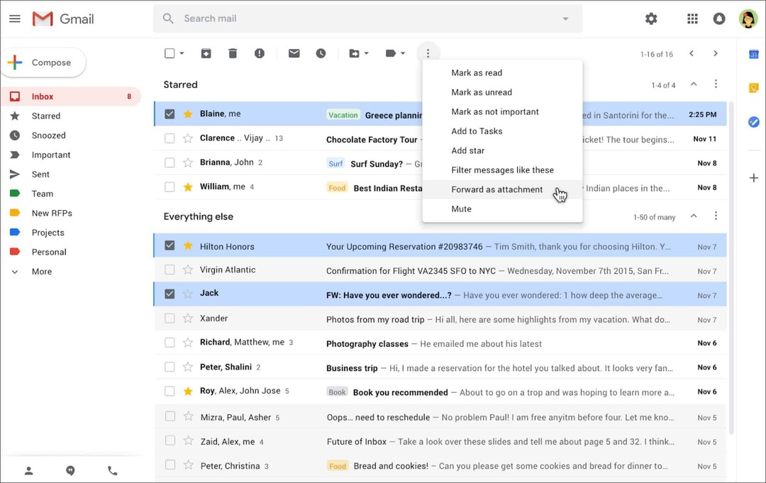 Google erlaubt das Senden von E-Mails als Anhänge in Google Mail