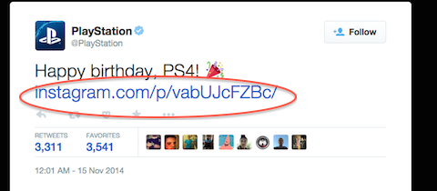 Playstation Tweet mit Instagram Link